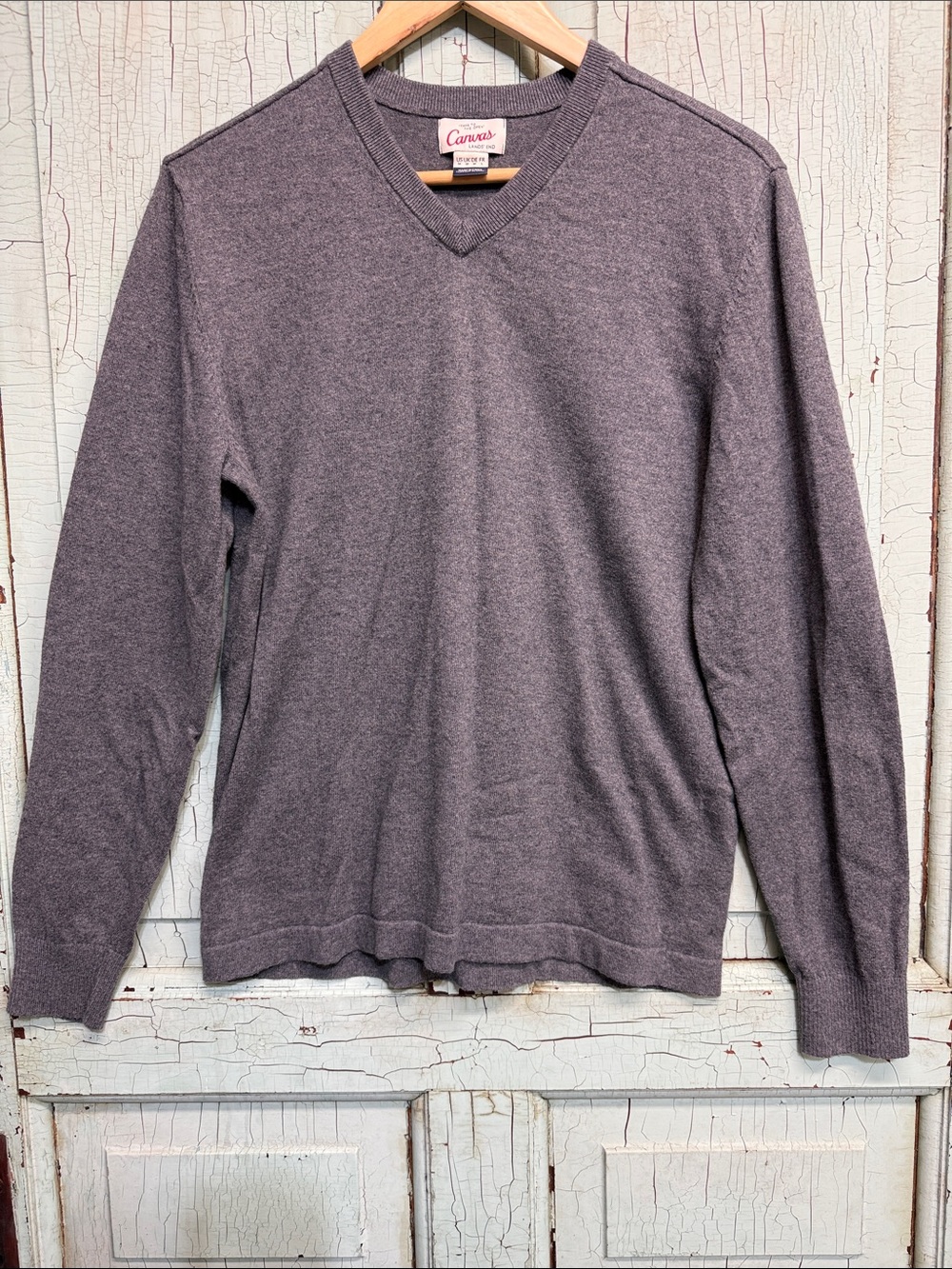 Lands' End Men's V-Neck Sweater in Charcoal